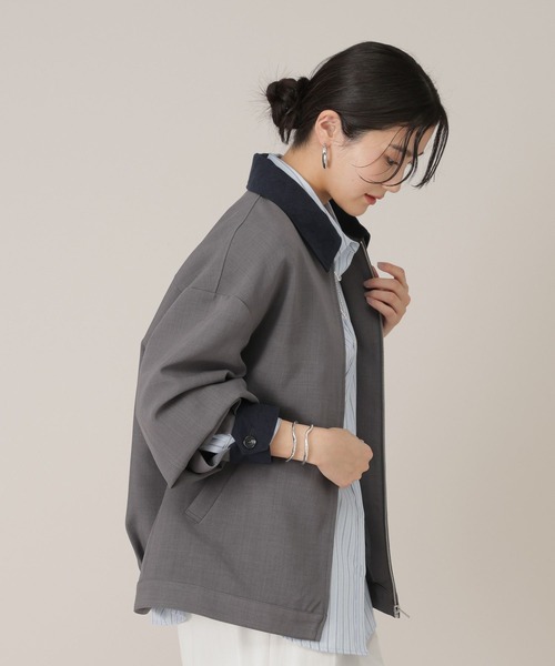 GLOBAL WORK（グローバルワーク）の「ワークジャケット/650201（ブルゾン・レディース・チャコールグレー/ライトベージュ・FREE）」の13枚目の写真