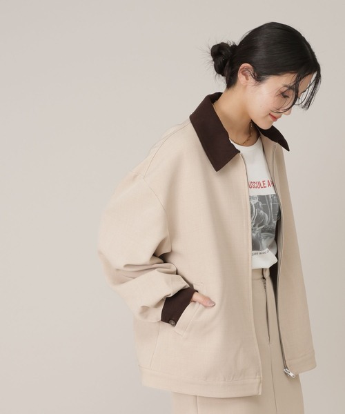 GLOBAL WORK（グローバルワーク）の「ワークジャケット/650201（ブルゾン・レディース・チャコールグレー/ライトベージュ・FREE）」の18枚目の写真