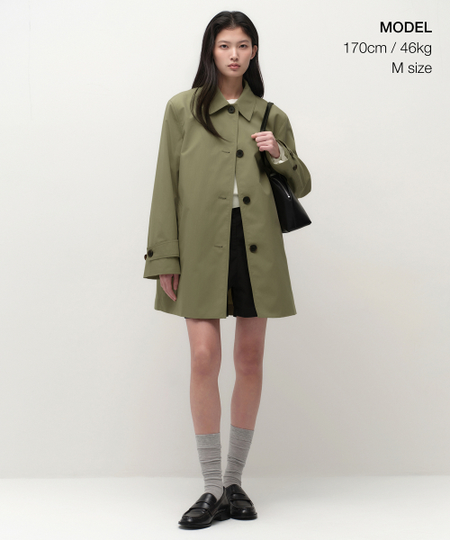 MUSINSA STANDARD WOMAN（ムシンサスタンダードウーマン）の「ウィメンズ シングル ハーフ トレンチコート [オリーブ]（トレンチコート・レディース・その他・SMALL/MEDIUM）」の10枚目の写真