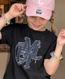 mily bilet（ミウィビレット）の「【キッズ】親子リンクコーデ可能♪毎日着せたい 綿100％デニムワッペンフリンジ使いTシャツ（Tシャツ/カットソー）」