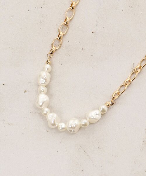 le.coeur blanc（ルクールブラン）の「パール×チェーンネックレス（ネックレス・レディース・ホワイト・FREE）」の3枚目の写真