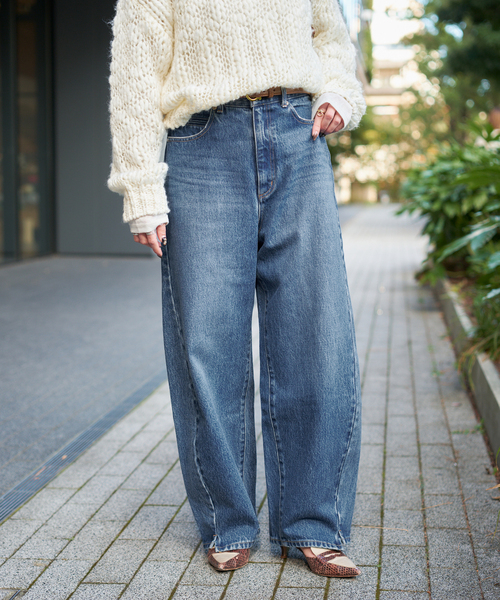 B.C STOCK（ベーセーストック）の「《追加8》ウォッシャブル / DU JOUR / デュ ジュール BARREL BAGGY JEAN（デニムパンツ・レディース・ホワイト系その他/ネイビー/ブルー・36/38）」の7枚目の写真