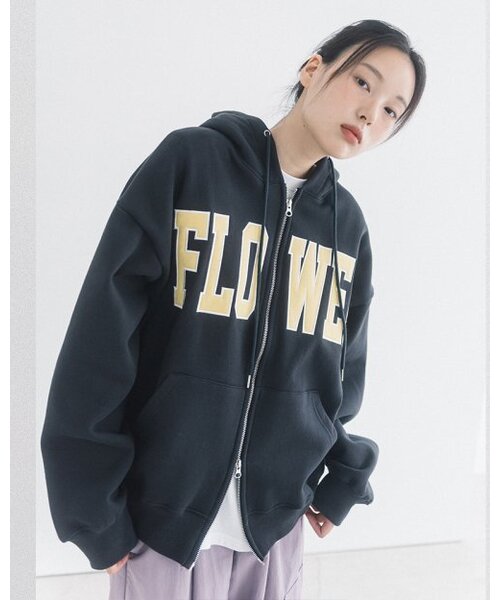 FLOWER ZIP UP HOOD (CHARCOAL)