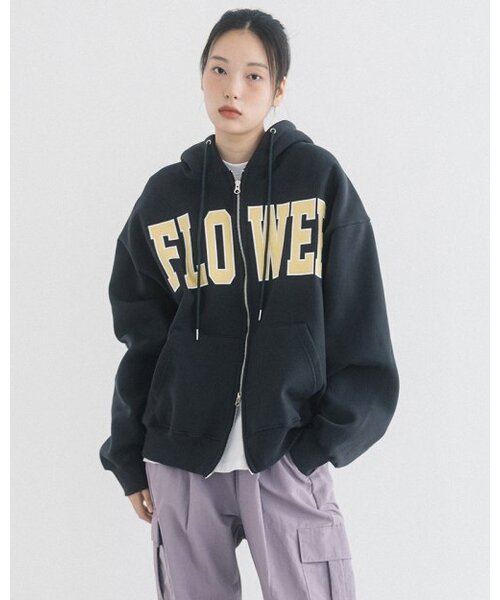 HAVISM(ヘビズム)の「FLOWER ZIP UP HOOD(CHARCOAL)(パーカー・レディース・その他・ONE SIZE)」の2枚目の写真