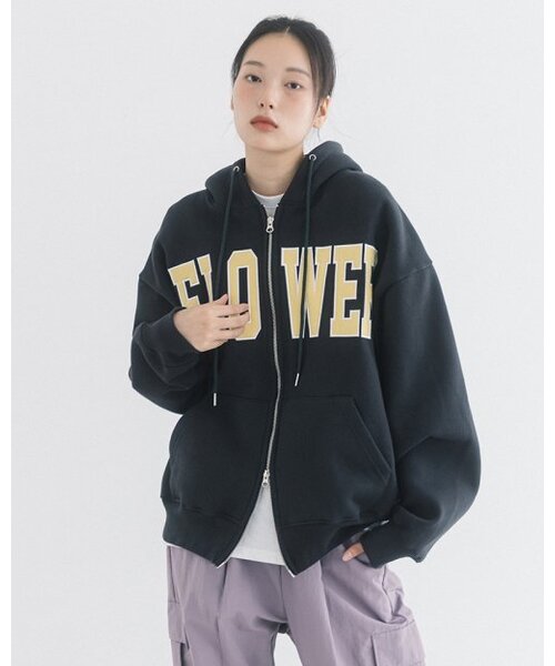 HAVISM(ヘビズム)の「FLOWER ZIP UP HOOD(CHARCOAL)(パーカー・レディース・その他・ONE SIZE)」の3枚目の写真