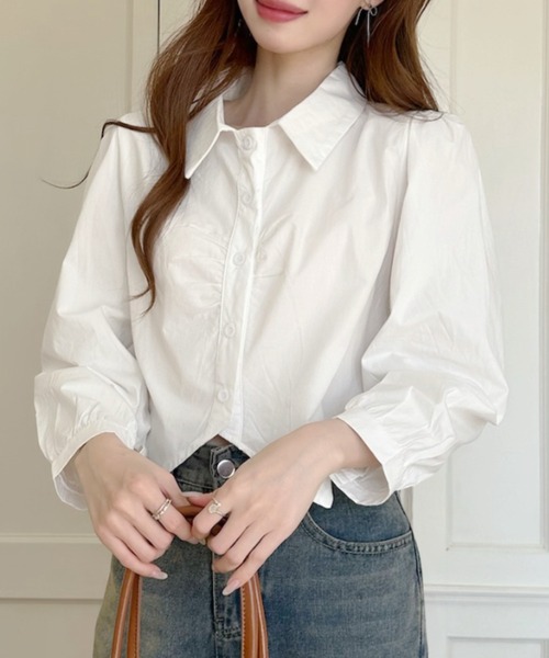 Ada.(エイダ)の「レギュラーカラー ショート丈 フロントギャザーシャツ(シャツ/ブラウス・レディース・ブラック/ブルー/ホワイト・FREE)」の17枚目の写真
