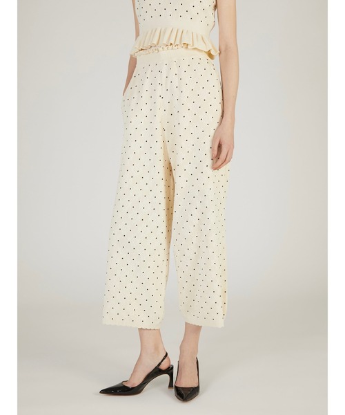 crinkle crinkle crinkle（クリンクルクリンクルクリンクル）の「【crinkle crinkle crinkle】dot pants/ドットパンツ（ニット/セーター・レディース・ブラック/アイボリー・FREE）」の3枚目の写真