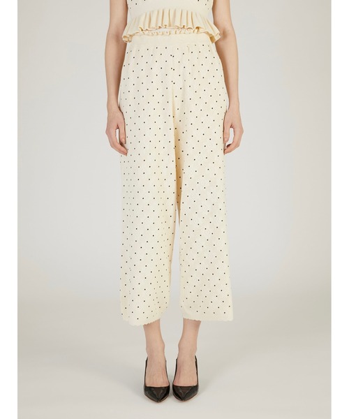 crinkle crinkle crinkle（クリンクルクリンクルクリンクル）の「【crinkle crinkle crinkle】dot pants/ドットパンツ（ニット/セーター・レディース・ブラック/アイボリー・FREE）」の4枚目の写真