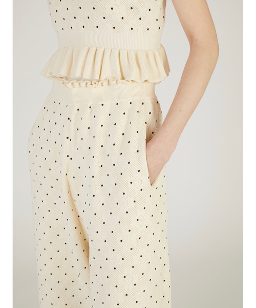 crinkle crinkle crinkle（クリンクルクリンクルクリンクル）の「【crinkle crinkle crinkle】dot pants/ドットパンツ（ニット/セーター・レディース・ブラック/アイボリー・FREE）」の9枚目の写真