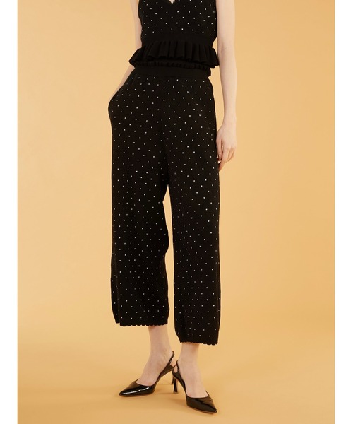 crinkle crinkle crinkle（クリンクルクリンクルクリンクル）の「【crinkle crinkle crinkle】dot pants/ドットパンツ（ニット/セーター・レディース・ブラック/アイボリー・FREE）」の13枚目の写真
