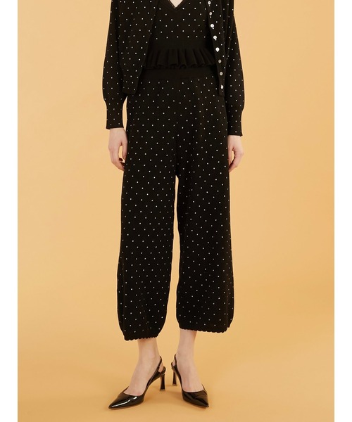 crinkle crinkle crinkle（クリンクルクリンクルクリンクル）の「【crinkle crinkle crinkle】dot pants/ドットパンツ（ニット/セーター・レディース・ブラック/アイボリー・FREE）」の16枚目の写真