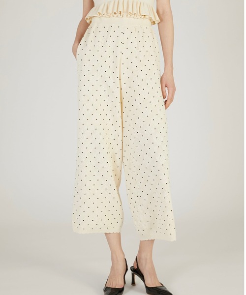 crinkle crinkle crinkle（クリンクルクリンクルクリンクル）の「【crinkle crinkle crinkle】dot pants/ドットパンツ（ニット/セーター・レディース・ブラック/アイボリー・FREE）」の9枚目の写真