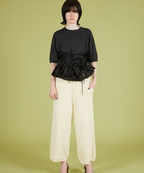 crinkle crinkle crinkle（クリンクルクリンクルクリンクル）の「【crinkle crinkle crinkle】dot pants/ドットパンツ（ニット/セーター・レディース・ブラック/アイボリー・FREE）」の4枚目の写真