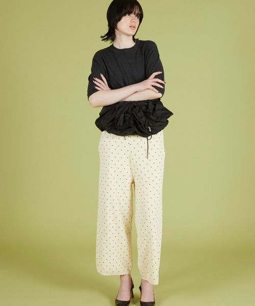 crinkle crinkle crinkle（クリンクルクリンクルクリンクル）の「【crinkle crinkle crinkle】dot pants/ドットパンツ（ニット/セーター・レディース・ブラック/アイボリー・FREE）」の5枚目の写真