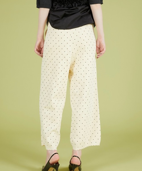 crinkle crinkle crinkle（クリンクルクリンクルクリンクル）の「【crinkle crinkle crinkle】dot pants/ドットパンツ（ニット/セーター・レディース・ブラック/アイボリー・FREE）」の6枚目の写真