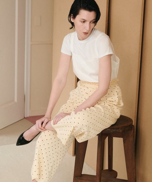 crinkle crinkle crinkle（クリンクルクリンクルクリンクル）の「【crinkle crinkle crinkle】dot pants/ドットパンツ（ニット/セーター・レディース・ブラック/アイボリー・FREE）」の7枚目の写真