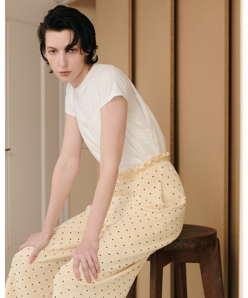 crinkle crinkle crinkle（クリンクルクリンクルクリンクル）の「【crinkle crinkle crinkle】dot pants/ドットパンツ（ニット/セーター・レディース・ブラック/アイボリー・FREE）」の8枚目の写真