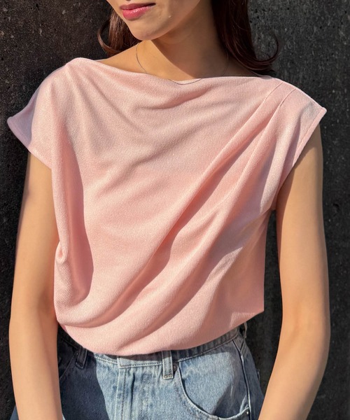 RANAN(ラナン)の「タックドレープフレンチスリーブリブT(Tシャツ/カットソー・レディース・ブルー/アイボリー/ブラック/ベージュ/ピンク・LL/M/L)」の17枚目の写真