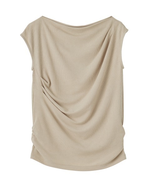 RANAN(ラナン)の「タックドレープフレンチスリーブリブT(Tシャツ/カットソー・レディース・ブルー/アイボリー/ブラック/ベージュ/ピンク・LL/M/L)」の20枚目の写真
