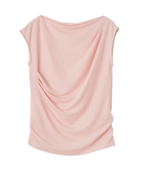 RANAN(ラナン)の「タックドレープフレンチスリーブリブT(Tシャツ/カットソー・レディース・ブルー/アイボリー/ブラック/ベージュ/ピンク・LL/M/L)」の21枚目の写真
