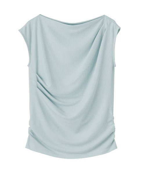 RANAN(ラナン)の「タックドレープフレンチスリーブリブT(Tシャツ/カットソー・レディース・ブルー/アイボリー/ブラック/ベージュ/ピンク・LL/M/L)」の22枚目の写真