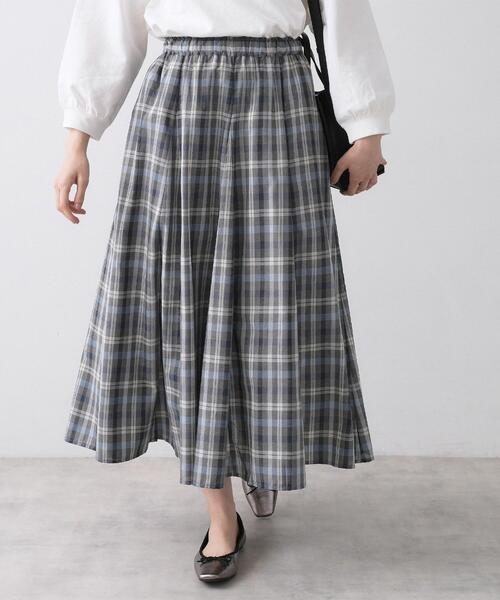 Dessin(デッサン)の「【ウエストゴム/洗える】映えチェック柄スカート(スカート・レディース・チャコールグレー/レッド系/モスグリーン系1・03/02/01/00)」の5枚目の写真