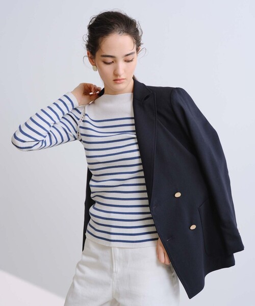 BIANCA(ビアンカ)の「【ON/OFF着回し】クロッシェレースボーダーニット(ニット/セーター・レディース・グリーン/ブルー系その他4/ブラック・38)」の18枚目の写真