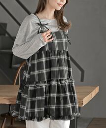 rps（アールピーエス）の「ワッフルチェックリボンキャミチュニック（チュニック）」