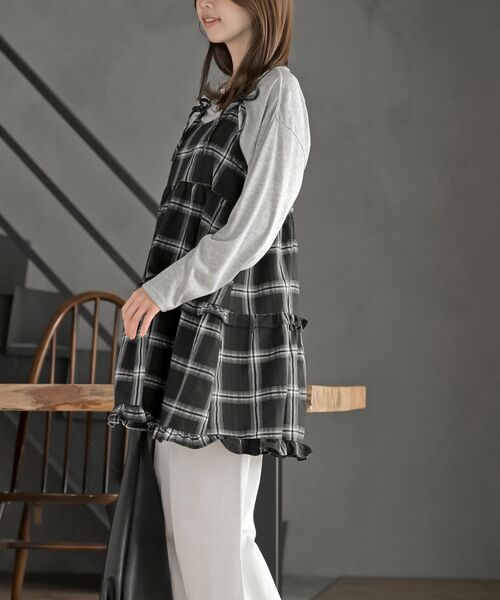 rps（アールピーエス）の「ワッフルチェックリボンキャミチュニック（チュニック・レディース・ブラック/ブルー/イエロー・フリー）」の5枚目の写真