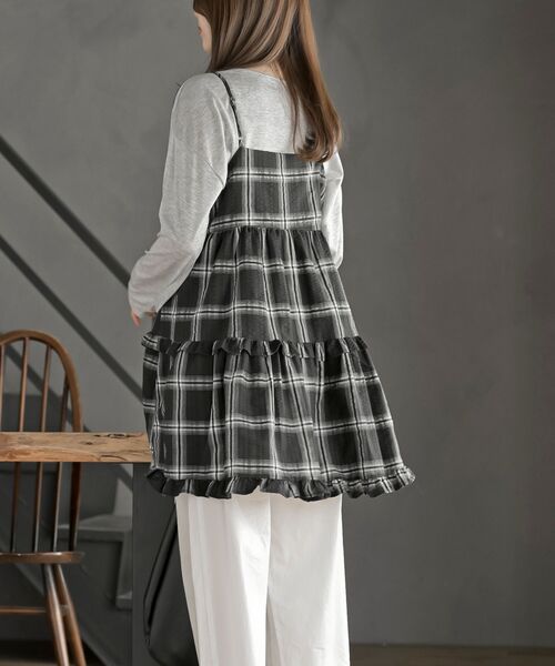 rps（アールピーエス）の「ワッフルチェックリボンキャミチュニック（チュニック・レディース・ブラック/ブルー/イエロー・フリー）」の6枚目の写真