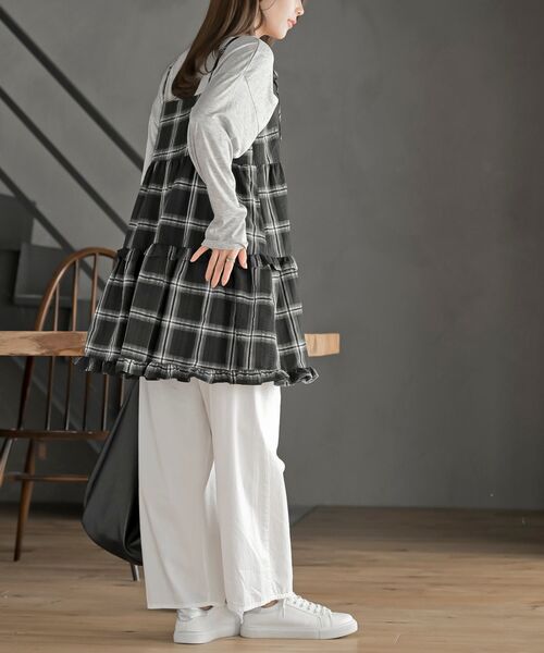 rps（アールピーエス）の「ワッフルチェックリボンキャミチュニック（チュニック・レディース・ブラック/ブルー/イエロー・フリー）」の7枚目の写真