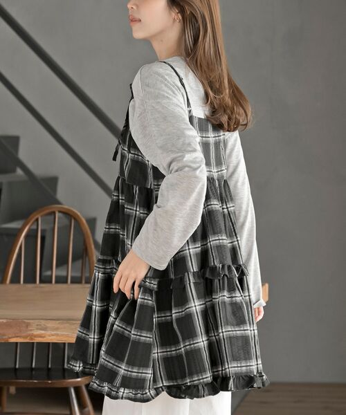 rps（アールピーエス）の「ワッフルチェックリボンキャミチュニック（チュニック・レディース・ブラック/ブルー/イエロー・フリー）」の9枚目の写真