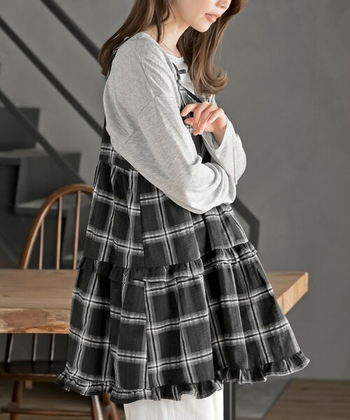 rps（アールピーエス）の「ワッフルチェックリボンキャミチュニック（チュニック・レディース・ブラック/ブルー/イエロー・フリー）」の11枚目の写真