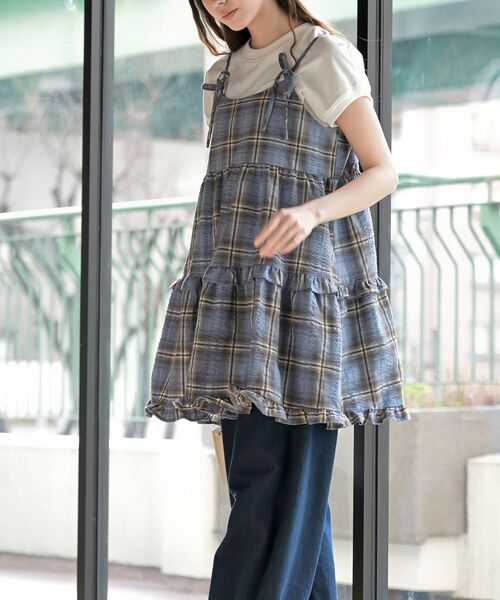 rps（アールピーエス）の「ワッフルチェックリボンキャミチュニック（チュニック・レディース・ブラック/ブルー/イエロー・フリー）」の13枚目の写真