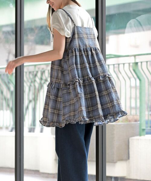 rps（アールピーエス）の「ワッフルチェックリボンキャミチュニック（チュニック・レディース・ブラック/ブルー/イエロー・フリー）」の14枚目の写真