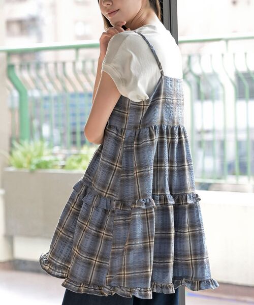 rps（アールピーエス）の「ワッフルチェックリボンキャミチュニック（チュニック・レディース・ブラック/ブルー/イエロー・フリー）」の17枚目の写真