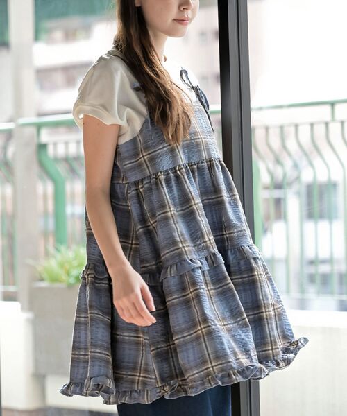 rps（アールピーエス）の「ワッフルチェックリボンキャミチュニック（チュニック・レディース・ブラック/ブルー/イエロー・フリー）」の19枚目の写真