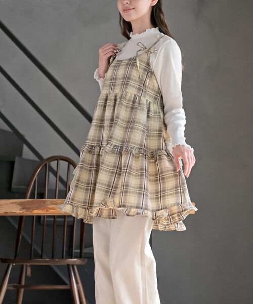 rps（アールピーエス）の「ワッフルチェックリボンキャミチュニック（チュニック・レディース・ブラック/ブルー/イエロー・フリー）」の21枚目の写真