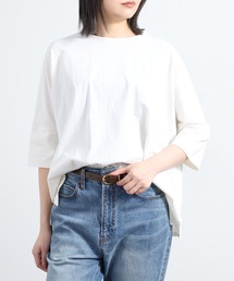 オーバーサイズ コットンTシャツ 五分袖