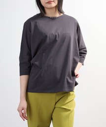 オーバーサイズ コットンTシャツ 五分袖