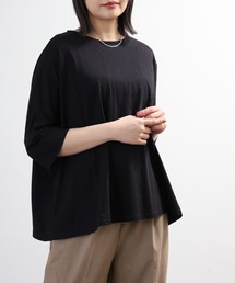 オーバーサイズ コットンTシャツ 五分袖