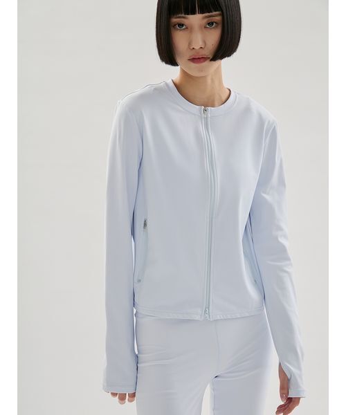 emmi（エミ）の「【Sustainaretch】ジップアップトップス/UVカット/接触冷感（Tシャツ/カットソー・レディース・ライトブルー/ブラック/ピンク・F）」の15枚目の写真