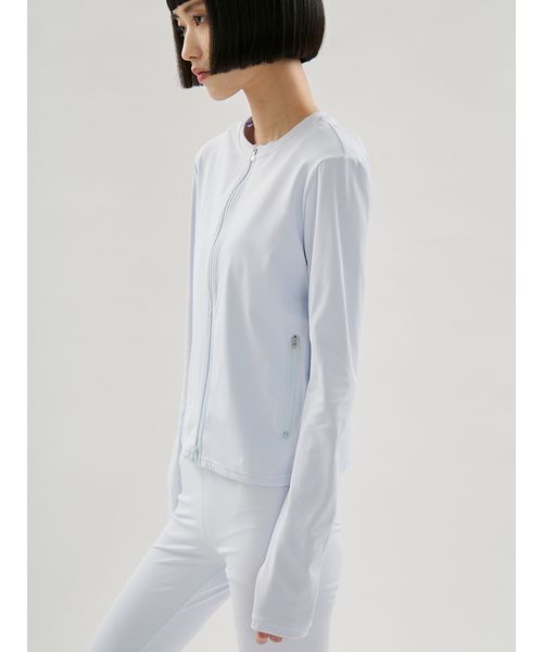 emmi（エミ）の「【Sustainaretch】ジップアップトップス/UVカット/接触冷感（Tシャツ/カットソー・レディース・ライトブルー/ブラック/ピンク・F）」の13枚目の写真
