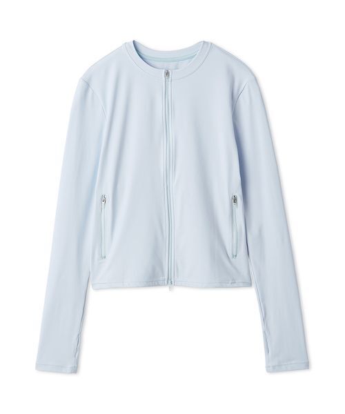 emmi（エミ）の「【Sustainaretch】ジップアップトップス/UVカット/接触冷感（Tシャツ/カットソー・レディース・ライトブルー/ブラック/ピンク・F）」の4枚目の写真