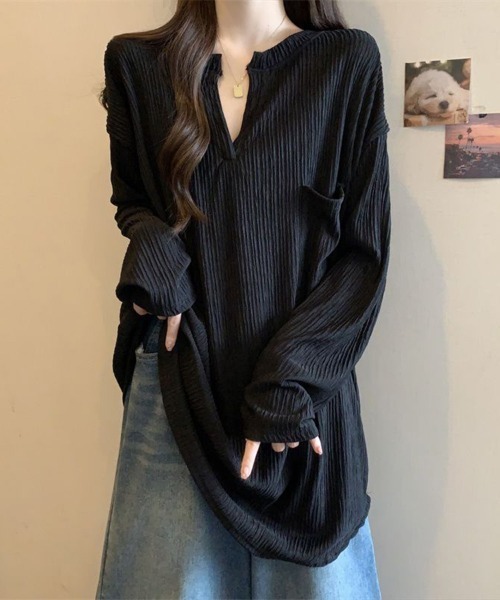 SallyLunn(サリーラン)の「キーネック プリーツライクトップス(その他トップス・レディース・ホワイト/ブラック・LARGE/MEDIUM)」の11枚目の写真