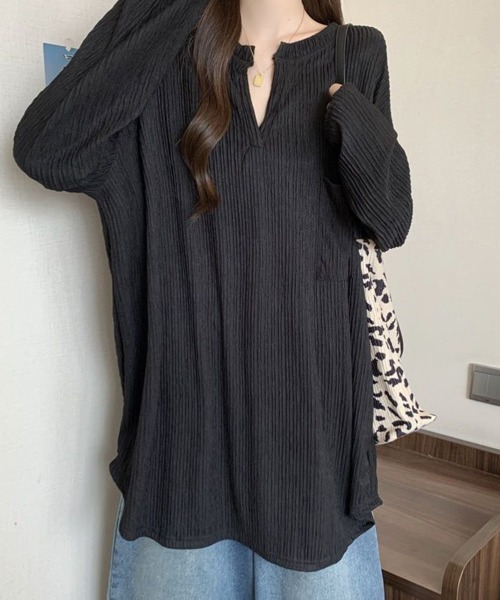 SallyLunn(サリーラン)の「キーネック プリーツライクトップス(その他トップス・レディース・ホワイト/ブラック・LARGE/MEDIUM)」の14枚目の写真