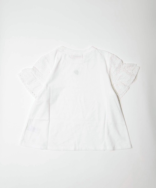 MAKE YOUR DAY(メイクユアデイ)の「ハートアイコンフリル袖半袖Tシャツ■80~140cm(Tシャツ/カットソー・キッズ・レッド/オフホワイト/ブラック・110/100/90/140/130/120/80)」の5枚目の写真