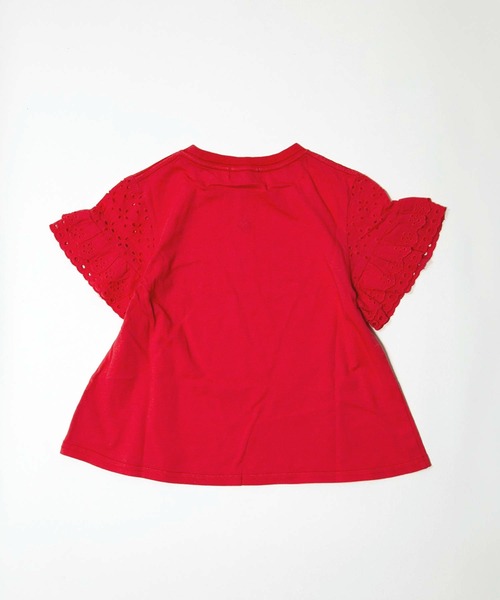 MAKE YOUR DAY(メイクユアデイ)の「ハートアイコンフリル袖半袖Tシャツ■80~140cm(Tシャツ/カットソー・キッズ・レッド/オフホワイト/ブラック・110/100/90/140/130/120/80)」の8枚目の写真