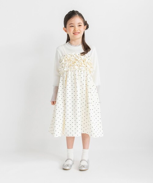 BRANSHES（ブランシェス）の「【プチレディ/おそろい】胸フリルキャミワンピース（ワンピース・キッズ・ラベンダー/アイボリー・130/140/150/100/120/110）」の4枚目の写真