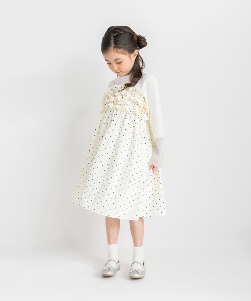 BRANSHES（ブランシェス）の「【プチレディ/おそろい】胸フリルキャミワンピース（ワンピース・キッズ・ラベンダー/アイボリー・130/140/150/100/120/110）」の5枚目の写真